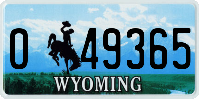 WY license plate 049365