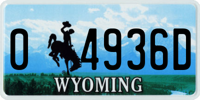 WY license plate 04936D