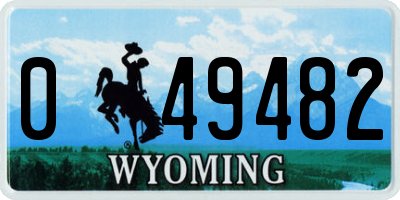WY license plate 049482