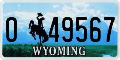 WY license plate 049567