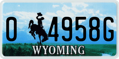 WY license plate 04958G