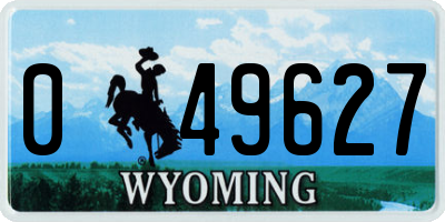 WY license plate 049627