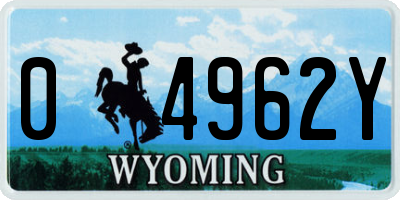 WY license plate 04962Y