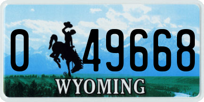 WY license plate 049668