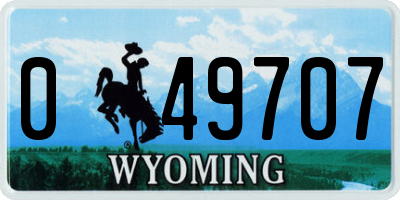 WY license plate 049707