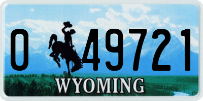 WY license plate 049721