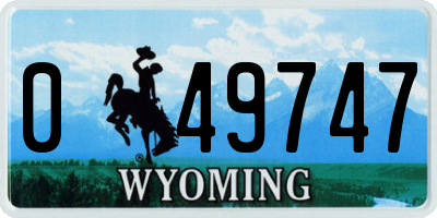 WY license plate 049747