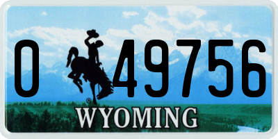 WY license plate 049756