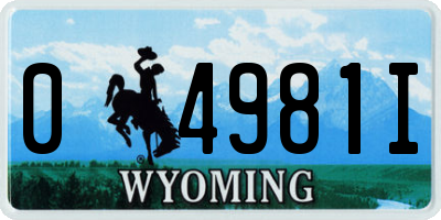 WY license plate 04981I