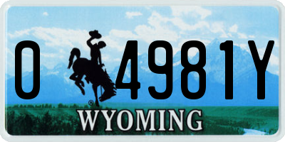 WY license plate 04981Y