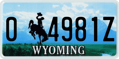 WY license plate 04981Z