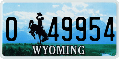 WY license plate 049954