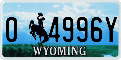 WY license plate 04996Y