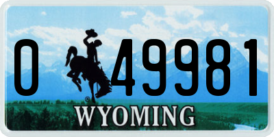 WY license plate 049981