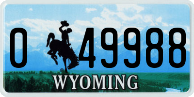 WY license plate 049988