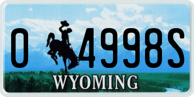 WY license plate 04998S
