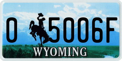 WY license plate 05006F