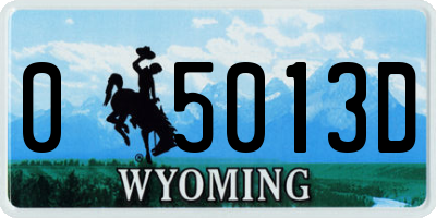 WY license plate 05013D