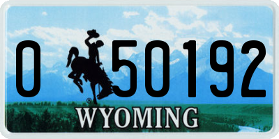 WY license plate 050192
