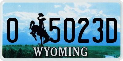 WY license plate 05023D