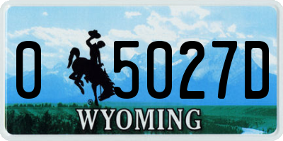 WY license plate 05027D