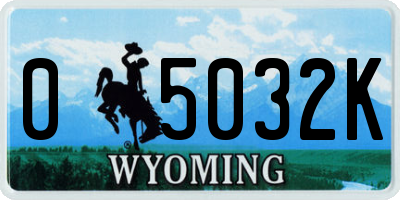 WY license plate 05032K