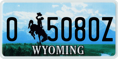 WY license plate 05080Z