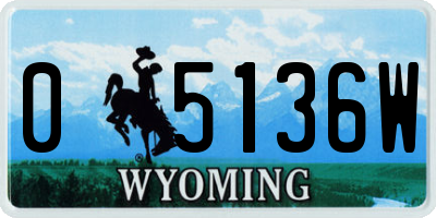 WY license plate 05136W