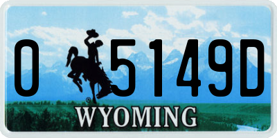 WY license plate 05149D