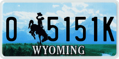 WY license plate 05151K
