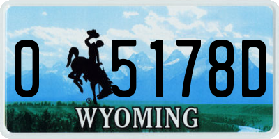 WY license plate 05178D