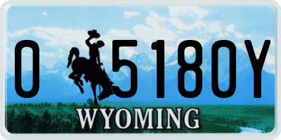 WY license plate 05180Y