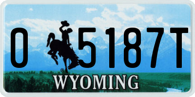WY license plate 05187T