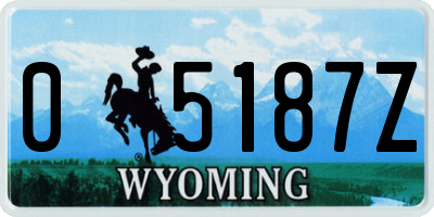WY license plate 05187Z