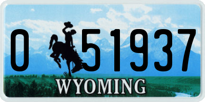 WY license plate 051937