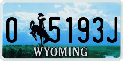 WY license plate 05193J