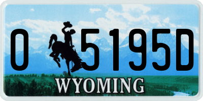 WY license plate 05195D