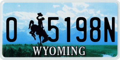 WY license plate 05198N