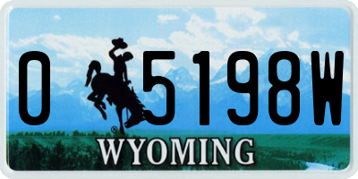 WY license plate 05198W
