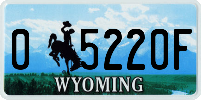 WY license plate 05220F