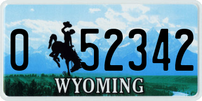 WY license plate 052342