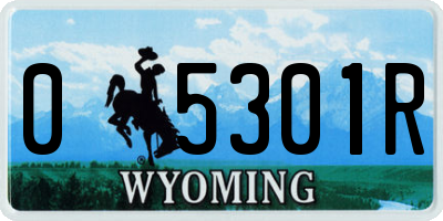 WY license plate 05301R