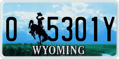 WY license plate 05301Y