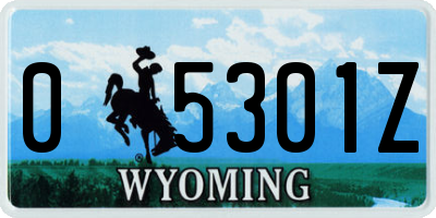 WY license plate 05301Z