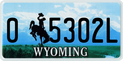 WY license plate 05302L