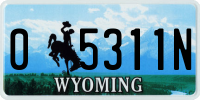 WY license plate 05311N