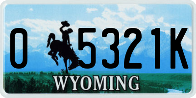 WY license plate 05321K