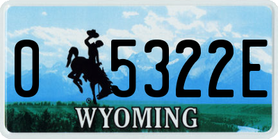 WY license plate 05322E