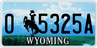 WY license plate 05325A