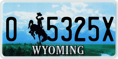 WY license plate 05325X